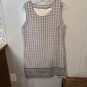 Charming Charlie Black‎ White Square Geometric Pattern Sleeveless Dress (Medium)